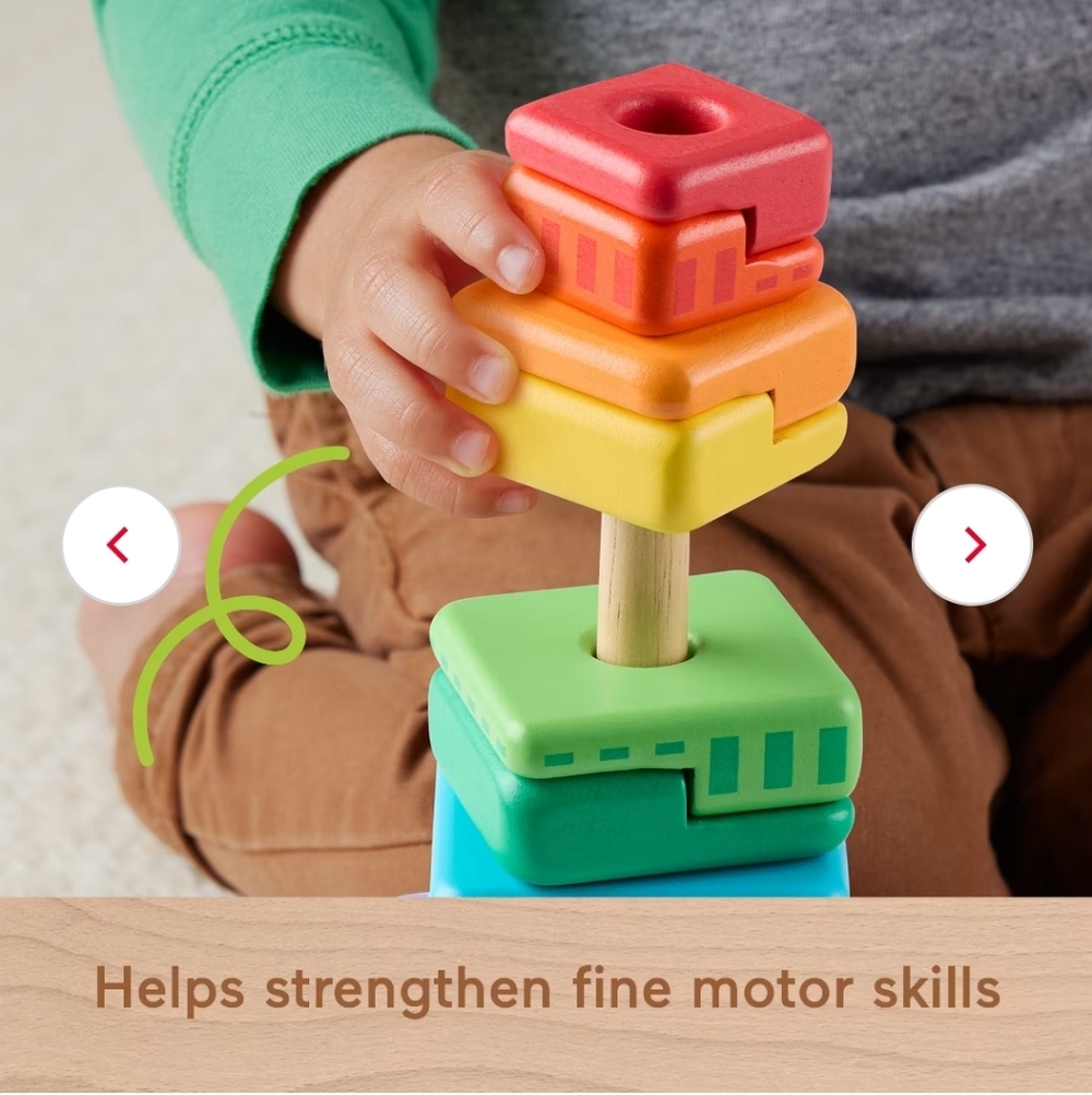 🐰Fisher-PriceFisher-Price Wooden Stacking Shape Sorter Toddler Fine Motor Skill - Picture 5 of 6